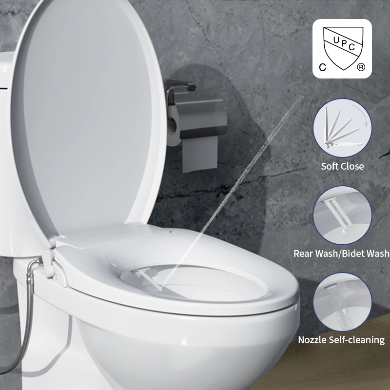 Home Slow-Falling Bidet Cover With Self Cleaning Elongated Plastic Toilet Seat Universal Non Electric Bidet Toilet Seat