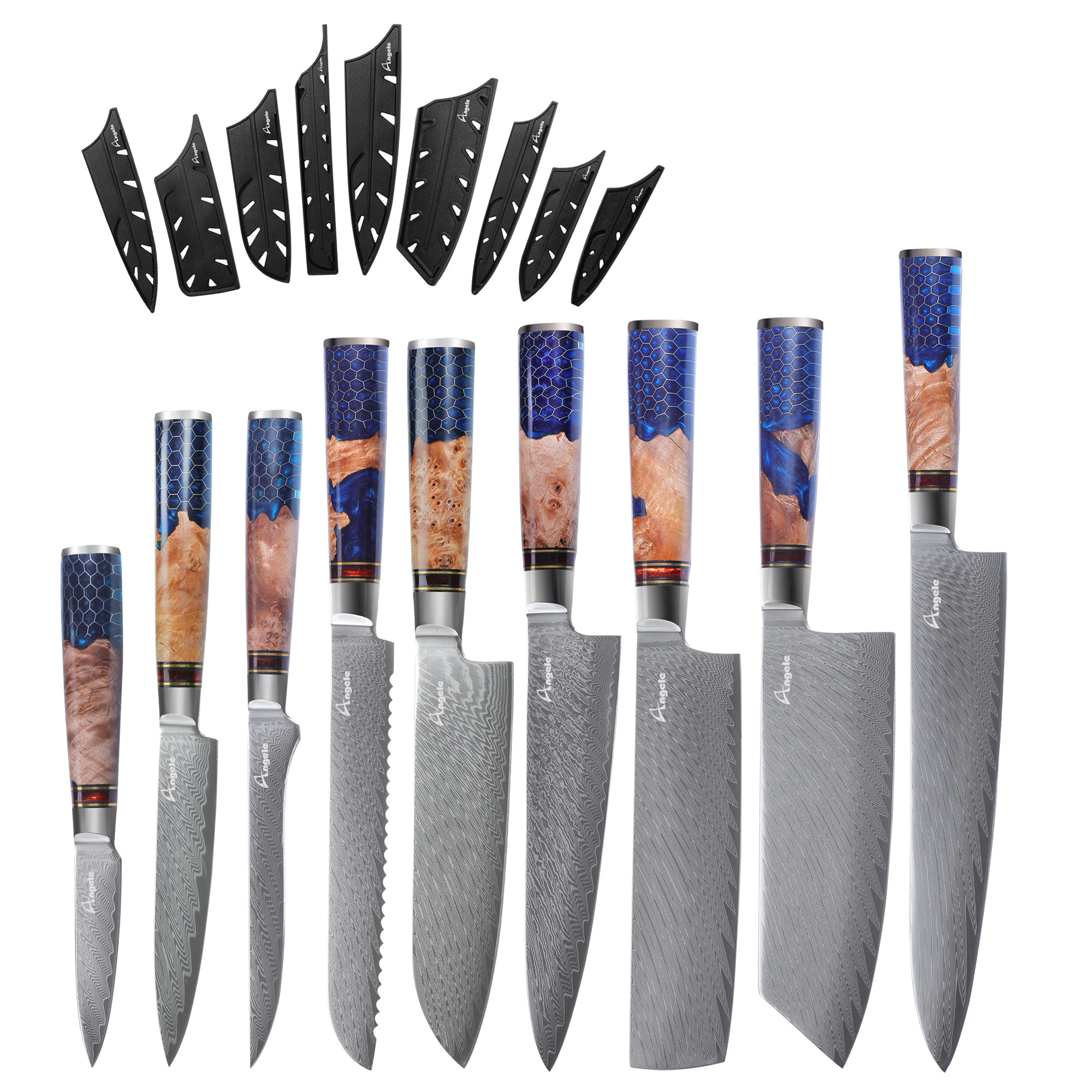 2023 Damascus knife set in Japanese AUS-10 steel 67 layers chef knife damascus steel knife