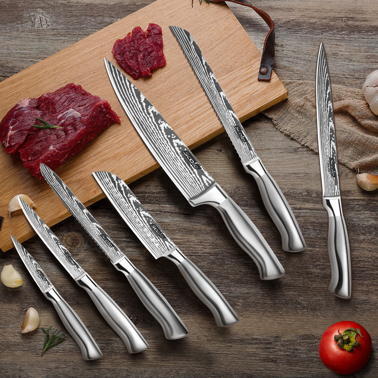 Wholesale Top Seller  Kitchen Knives Stainless Steel Hollow Handle Chef knife with gift box