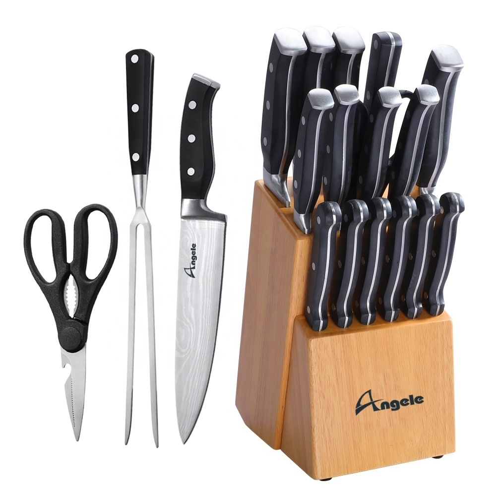 Top Quality German Steel Forged kitchen knife set stainless steel knife block