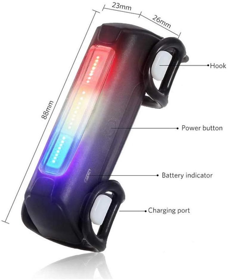 Bike Lights Ultra Bright Cycling Lights USB Rechargeable Bicycle Tail Light Red/Blue/White 7 Light Modes for road bike and Mount