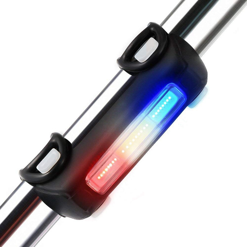 Bike Lights Ultra Bright Cycling Lights USB Rechargeable Bicycle Tail Light Red/Blue/White 7 Light Modes for road bike and Mount