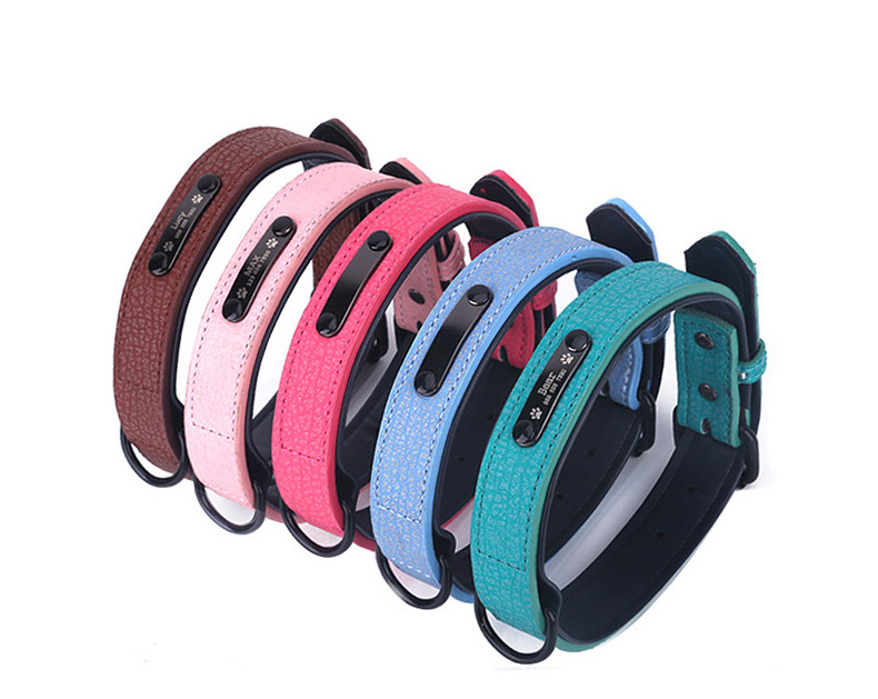 Collar De Perro Para Collier Pour Chien Coleira Custom Logo Adjustable Big Designers Pet Dog Collar Leather Charm