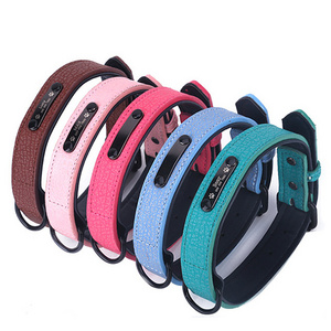 Collar De Perro Para Collier Pour Chien Coleira Custom Logo Adjustable Big Designers Pet Dog Collar Leather Charm