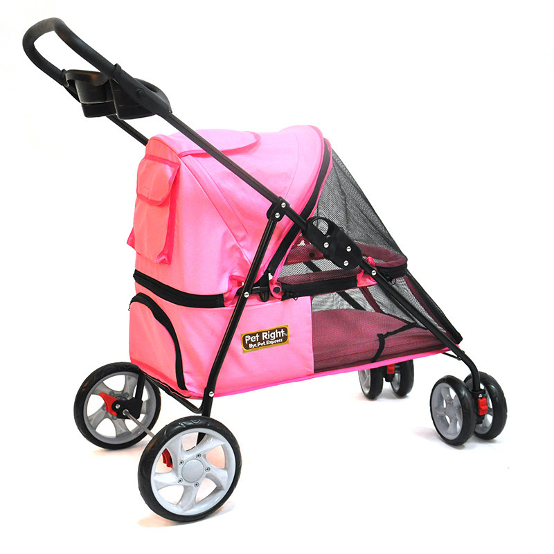 Customized Oxford Fabric Portable Hand Foldable Travel Luxury 4 Wheels Compact Small Pet Outdoor Dog Carrier Stroller