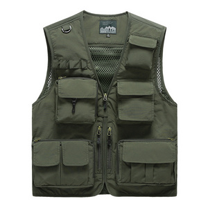 Multi-pocket Quick-drying Man Work Cargo Oversized Photographer Black Mesh Utility Windproof Outdoor Fishing Men's Vest