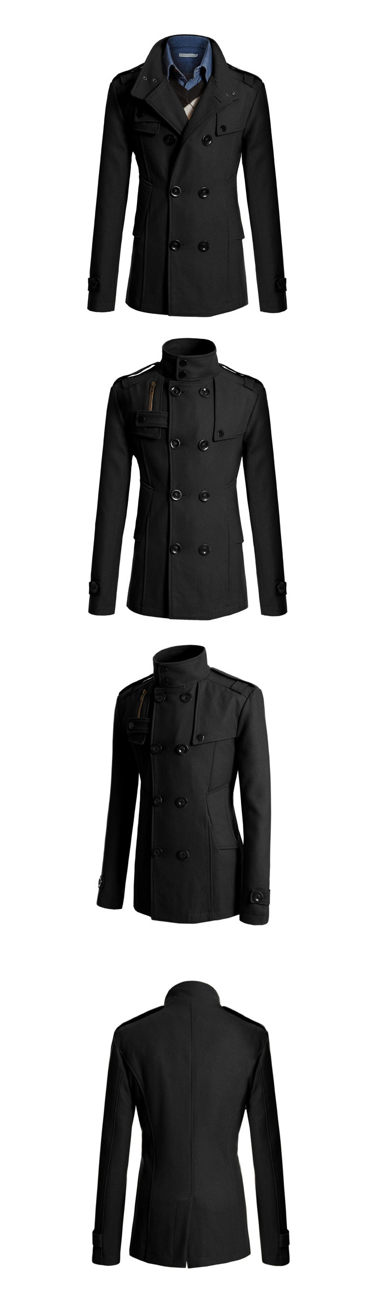 Large Lapel Turn-down Collar Slim Fit Overcoat Medium Long Classic Oversized Polyester Utility Male Trench Fox Jacket Man Coat