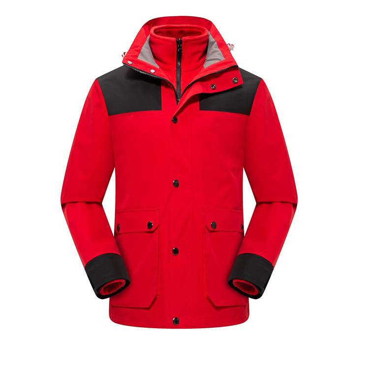 Heavy Duty Snow Mountain Climbing Waterproof 3-in-1 Men Warm Fabric Insulated Waterproof Outdoor Jacket