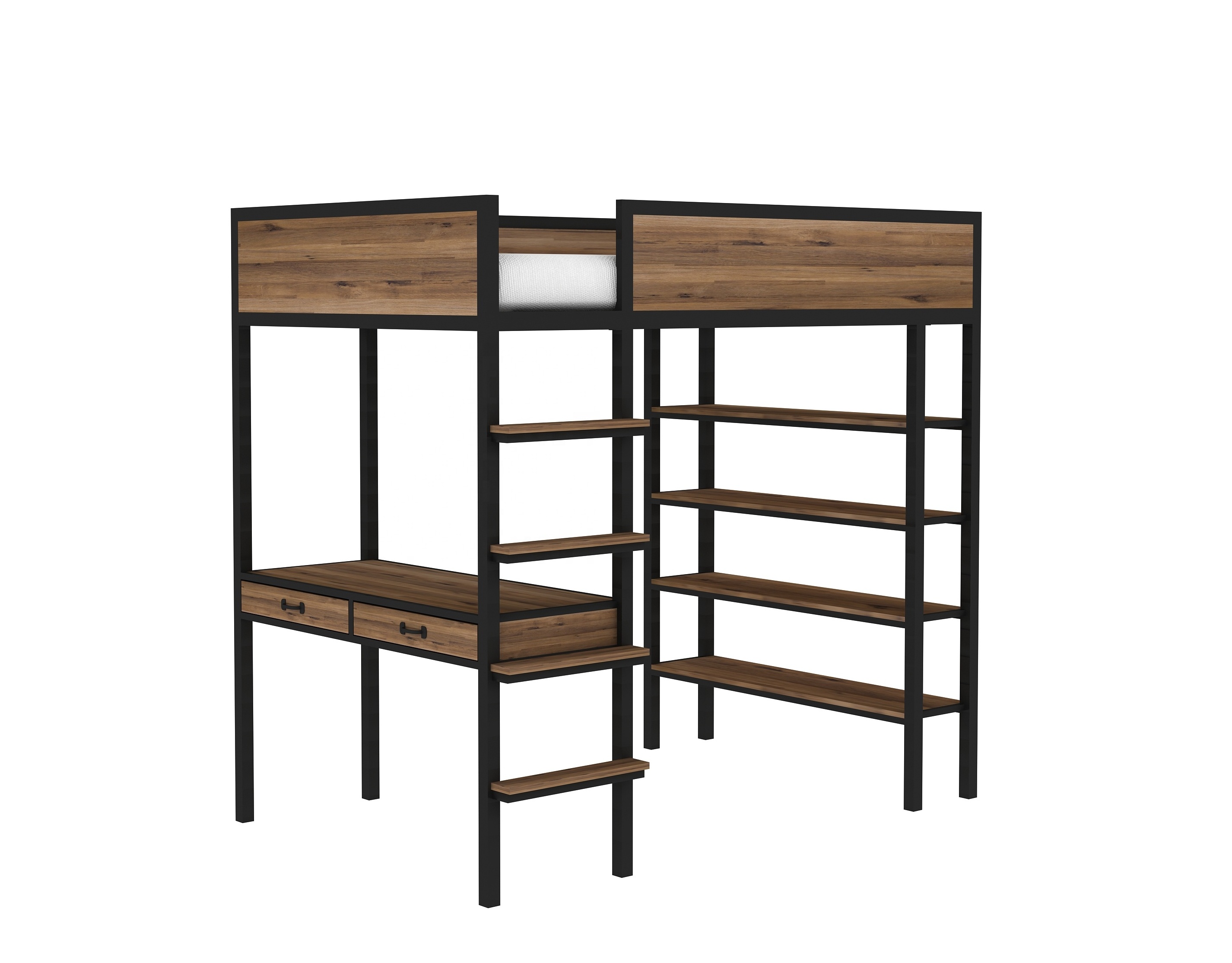 Cheap adult loft bed with desk for students queen wooden, school wood loft bunk bed  furniture for apartment