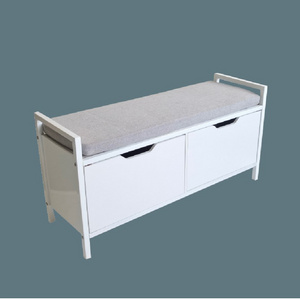 Modern Shoes Rack Storage Cabinet White Shoes Organizer Bench with Soft Cushion for Home Entry