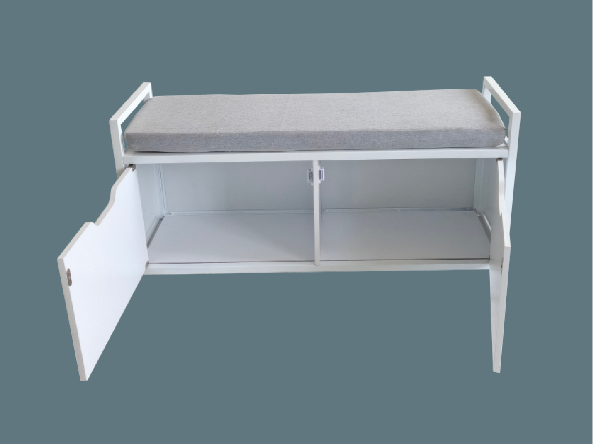 Modern Shoes Rack Storage Cabinet White Shoes Organizer Bench with Soft Cushion for Home Entry