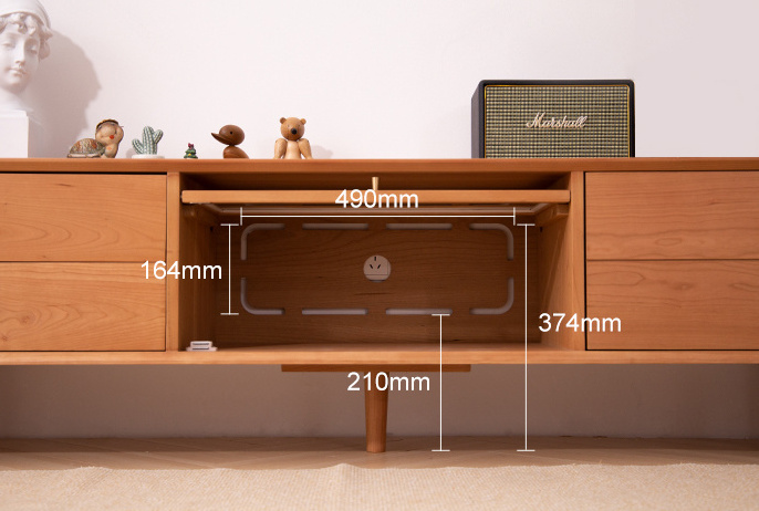 Nordic Solid Wood 1.5m/1.8m/2.1m TV Stand Modern chest of drawer  Living Room Small  White Oak Cherry Wood TV Cabinet