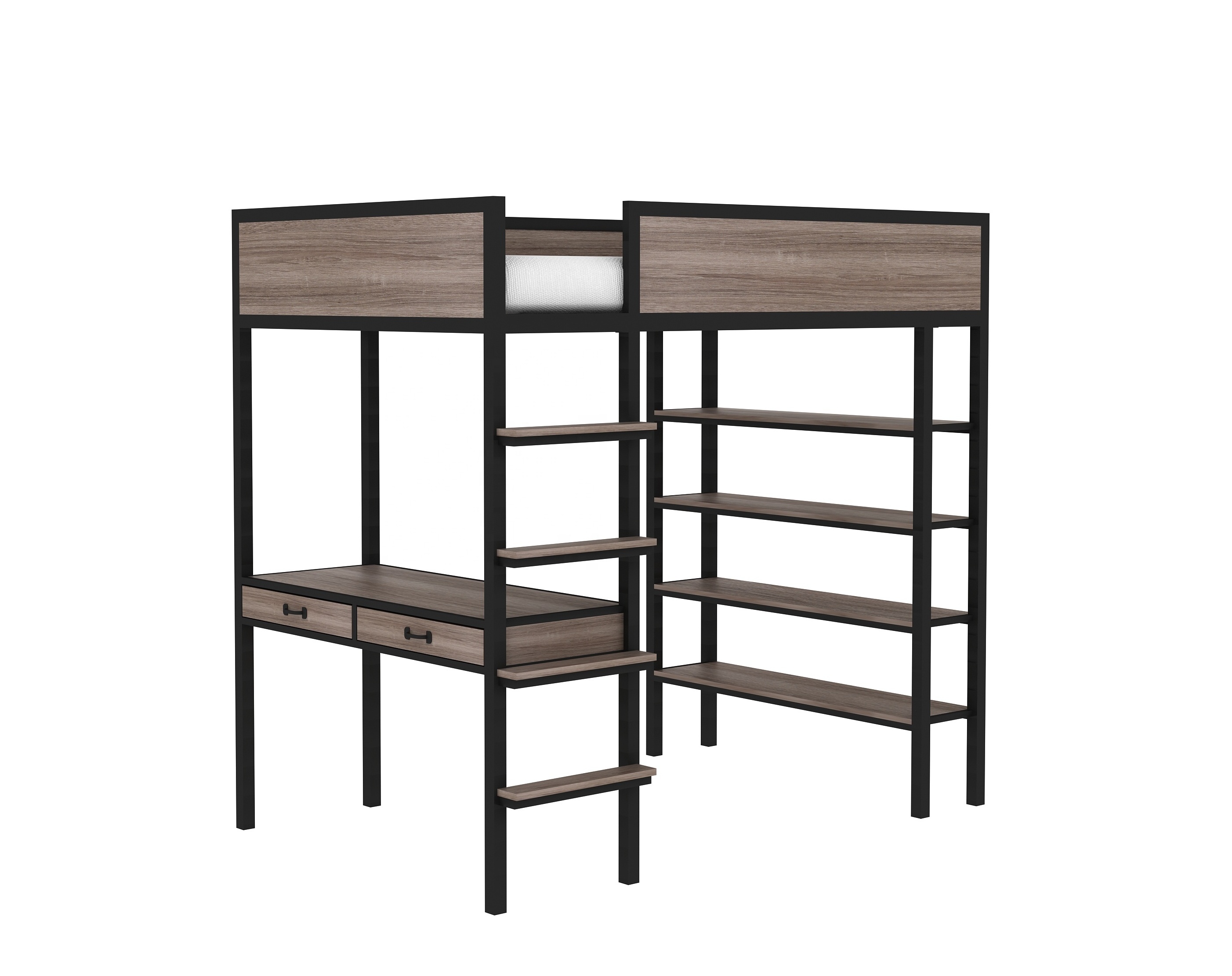 Cheap adult loft bed with desk for students queen wooden, school wood loft bunk bed  furniture for apartment