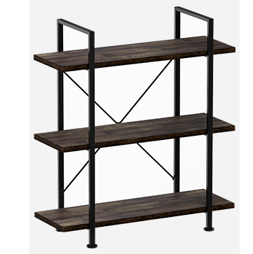 Modern wood an metal Bookshelf 3 Tier Open Storage Shelves Wood Metal Bookcase for Living Room