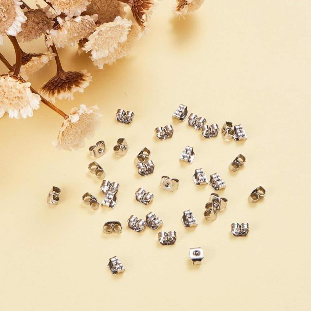 Stainless Steel Earring Safty Back Nut Earnut Clasp Stopper Butterfly Clutches Jewelry Earring Components Making Findings