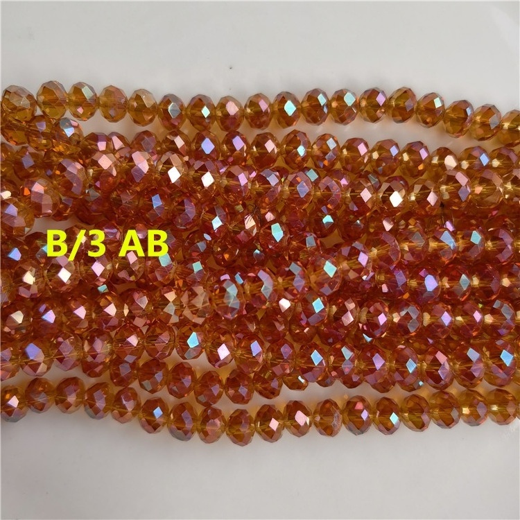 8mm faceted rondelle loose glass beads flat round crystal beads for jewelry bracelet making