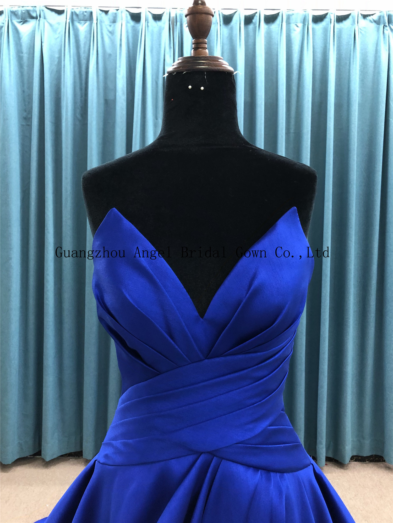 Blue color satin strap bridal gown royal blue dresses for weddings