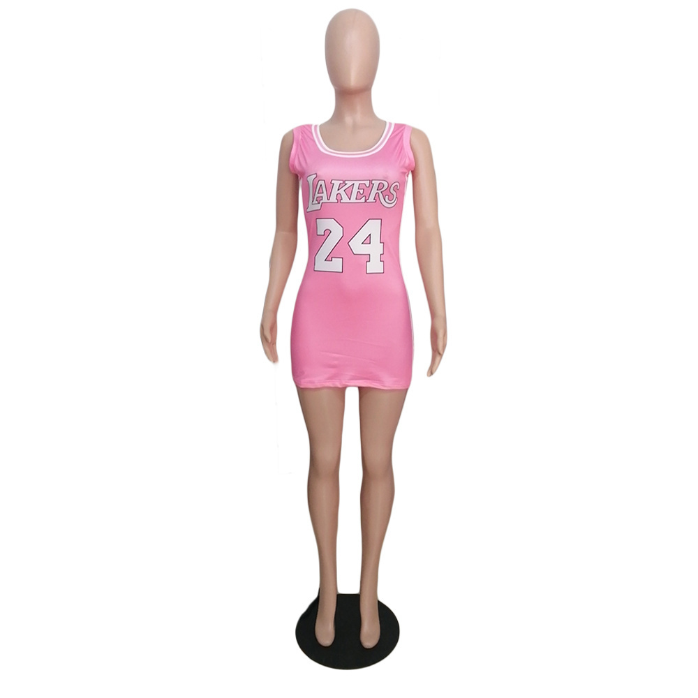 Jersey Mini Dress Basketball Sleeveless Bodycon T Shirts Dress for Women Summer Trendy Baseball Dresses