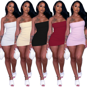 Short Dress for Women Sexy Bodycon Strapless Stretchy Comfort  Casual Mini Slimming Bandeau Tube Dress