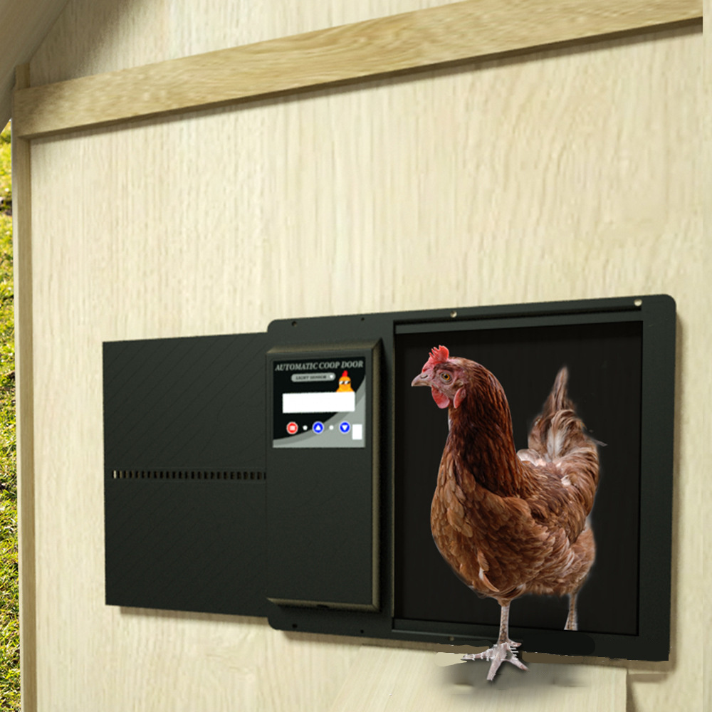 Horizontal opening digital metal auto timer size aluminum house automatic chicken coop door opener with timer