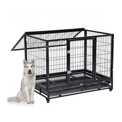 Outdoor Heavy Duty Large Folding Metal Pet Crate Dog Cage With Wheels