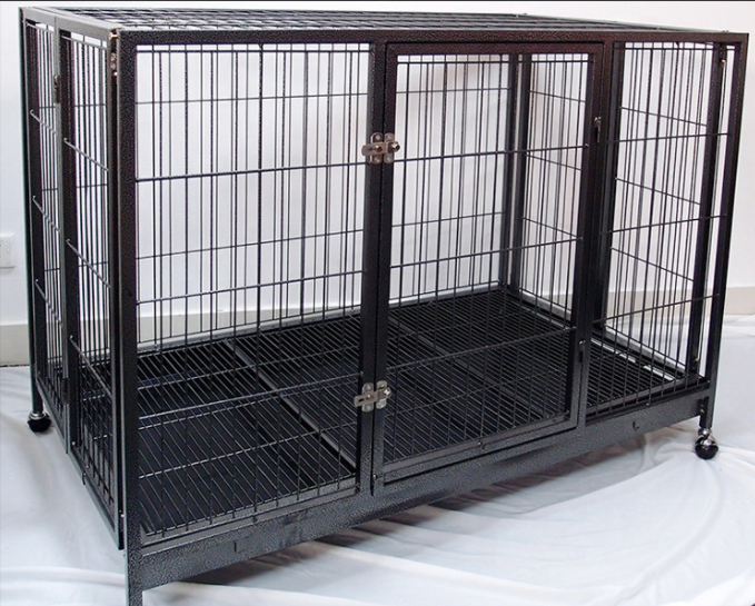 Outdoor Heavy Duty Large Folding Metal Pet Crate Dog Cage With Wheels