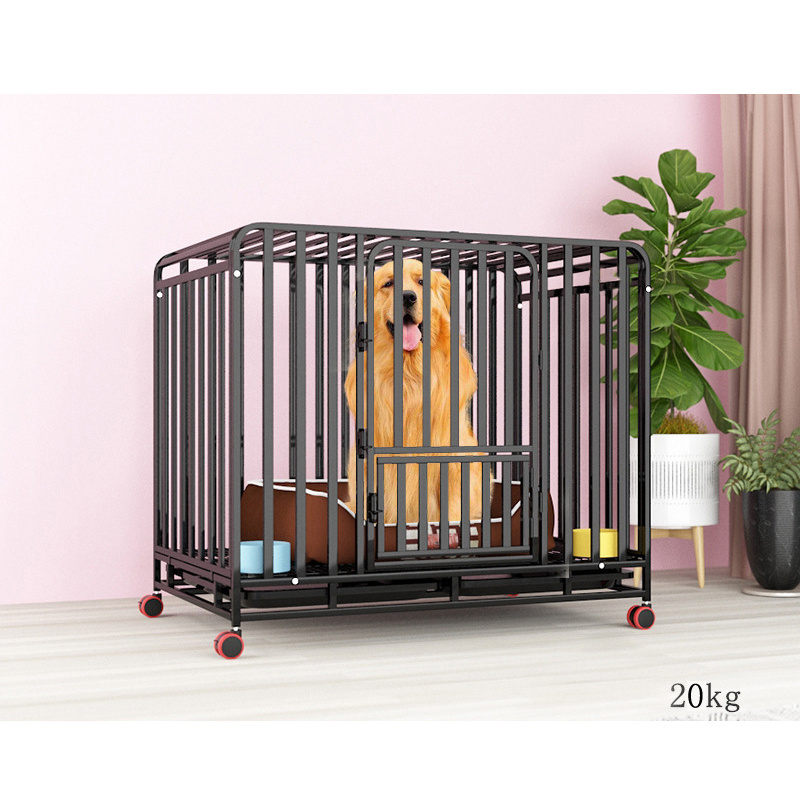 High Quality Iron Tube Dog Kennels Cage Metal Pet Playpen  Heavy Duty Dog Crates Cage With Four Wheels