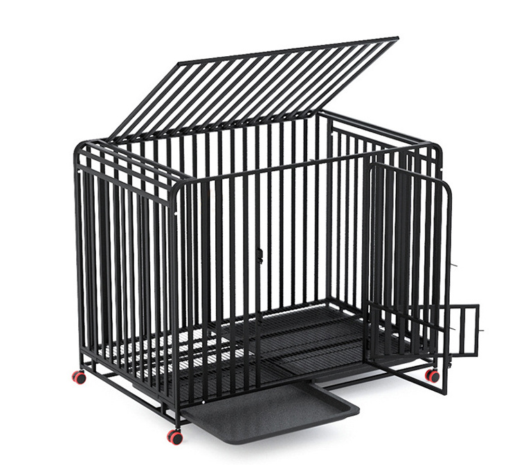 High Quality Iron Tube Dog Kennels Cage Metal Pet Playpen  Heavy Duty Dog Crates Cage With Four Wheels