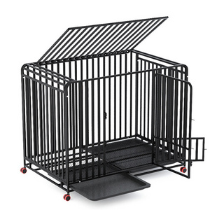 High Quality Iron Tube Dog Kennels Cage Metal Pet Playpen  Heavy Duty Dog Crates Cage With Four Wheels