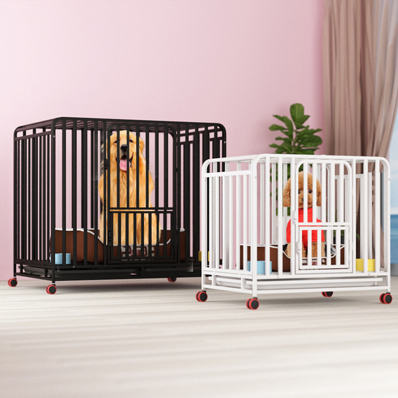 High Quality Iron Tube Dog Kennels Cage Metal Pet Playpen  Heavy Duty Dog Crates Cage With Four Wheels