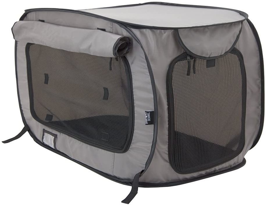 SportPet Designs Large Pop Open Kennel, Portable Cage Kennel Pet Carrier Collection