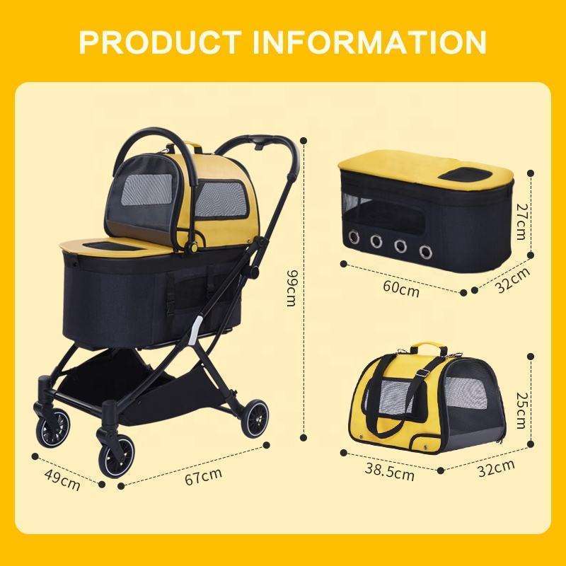 Carriers removable 3 in 1 dog luxury 4 wheels pet twin double pet stroller for pets