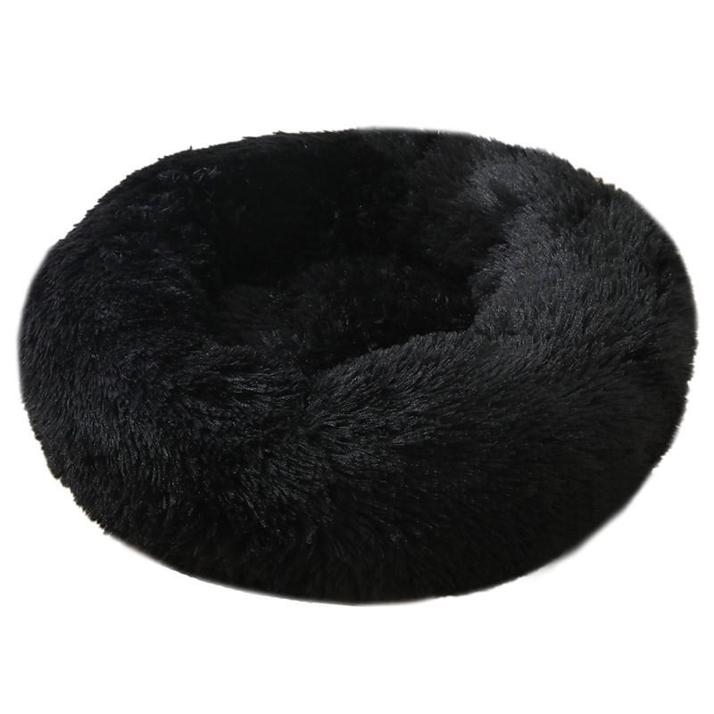 Comfortable Soft Plush Round Faux Fur Pet Cushion Comfortable Donut Dog Bed