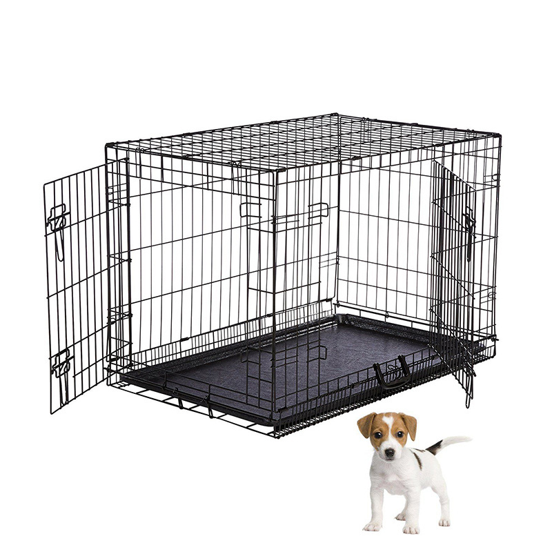 2 Door Heavy Duty Dog House Folding Metal Iron Wire Pets Dog Crate 36