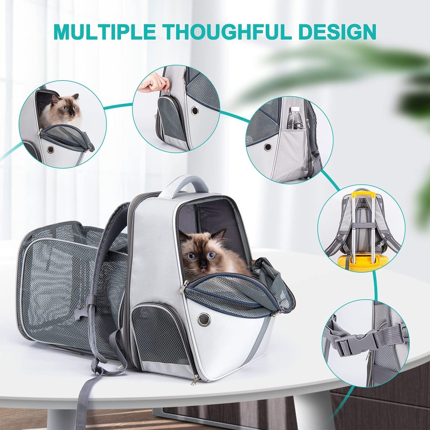 Outdoor Expandable Breathable Mesh Cat Carrier Backpack Ventilated Design Pet Travel Backpack