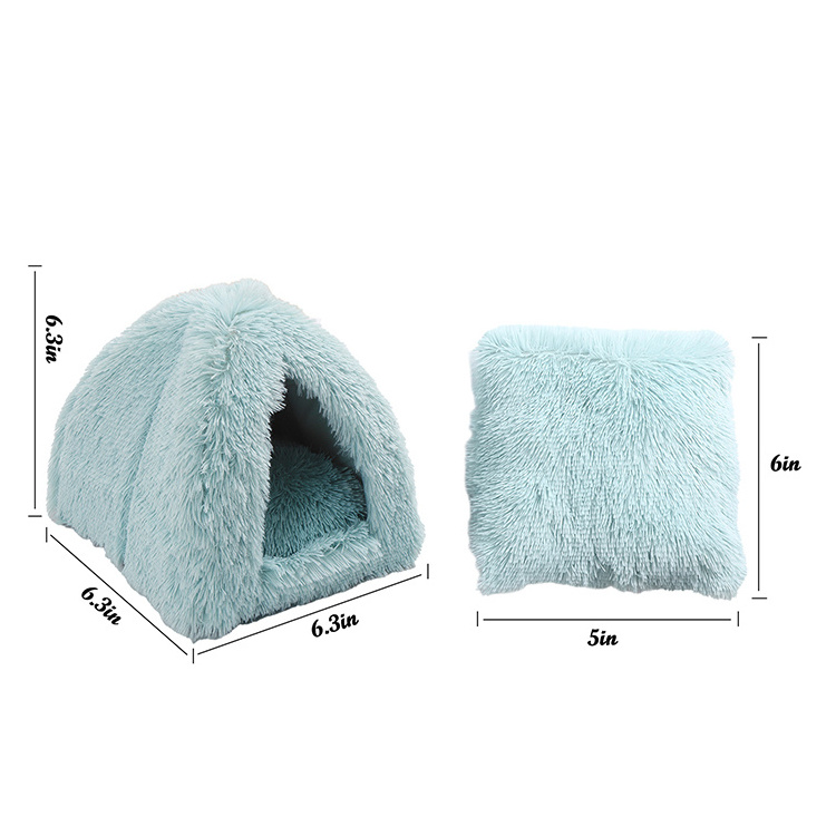 Durable plush cozy travel premium fluffy custom cave pet memory foam washable dog bed with canopy