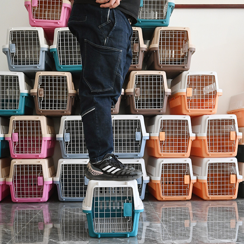 Portable pink luxury heavy duty large travel dimension pet cages heavy duty animal crate for dog