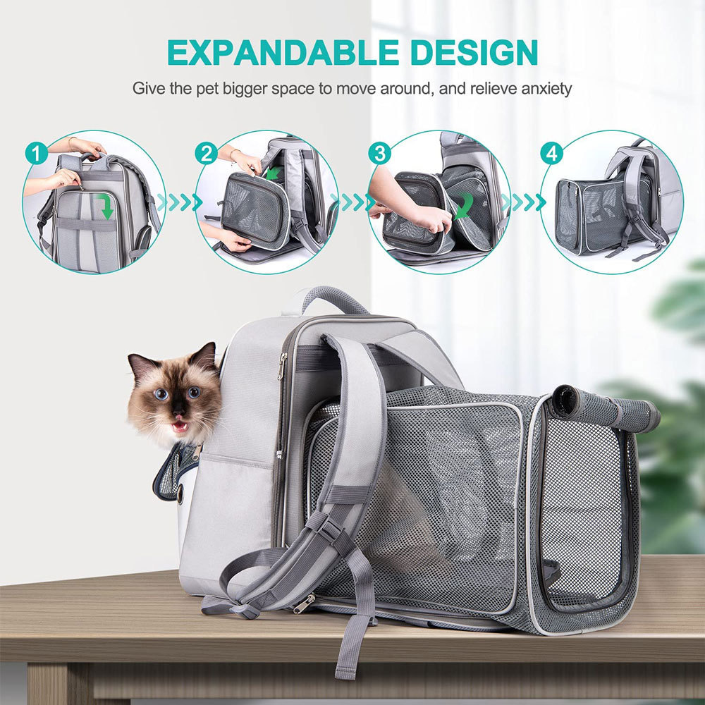 Outdoor Expandable Breathable Mesh Cat Carrier Backpack Ventilated Design Pet Travel Backpack