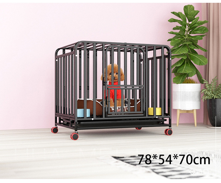 High Quality 6ft Large Dog Kennel Cage Pet Car Gold Collapsible Modern Metal Dog Cage With Wheels For Used Dogs