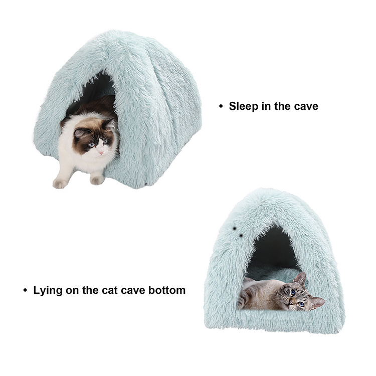 Durable plush cozy travel premium fluffy custom cave pet memory foam washable dog bed with canopy