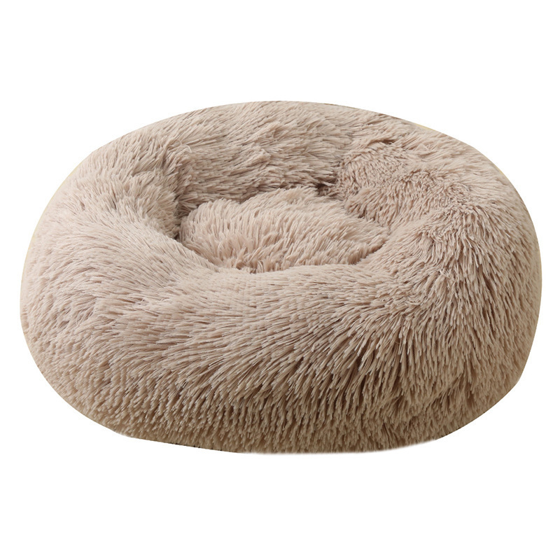 Comfortable Soft Plush Round Faux Fur Pet Cushion Comfortable Donut Dog Bed