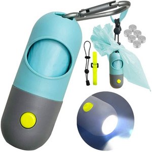 Best Seller Pill Shape Pet Dog Poop Waste Bag Holder Dispenser With LED Flashlight