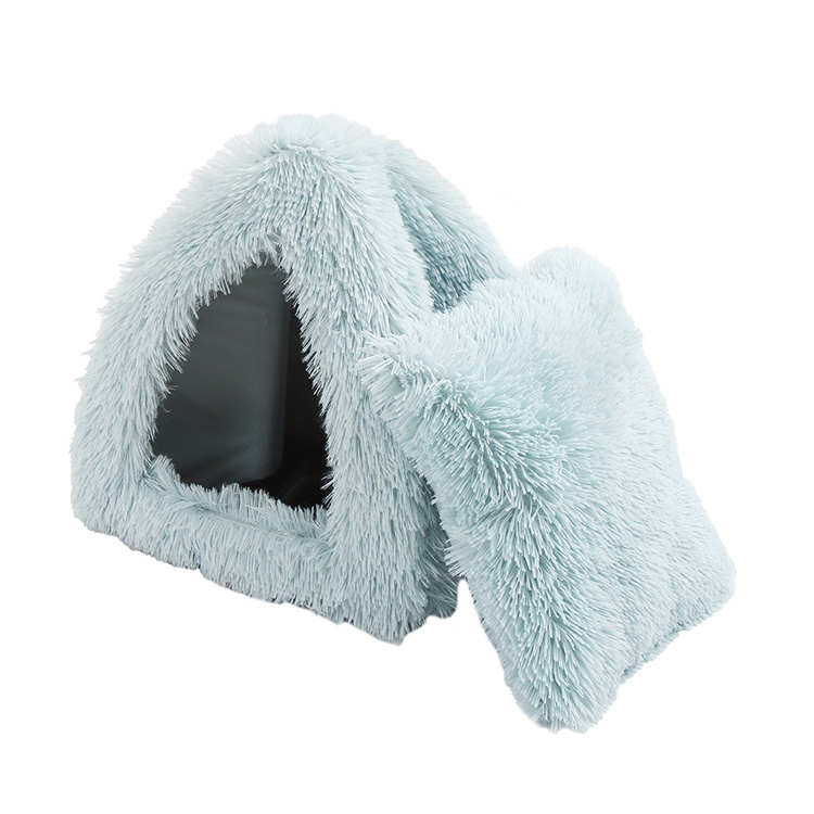 Durable plush cozy travel premium fluffy custom cave pet memory foam washable dog bed with canopy