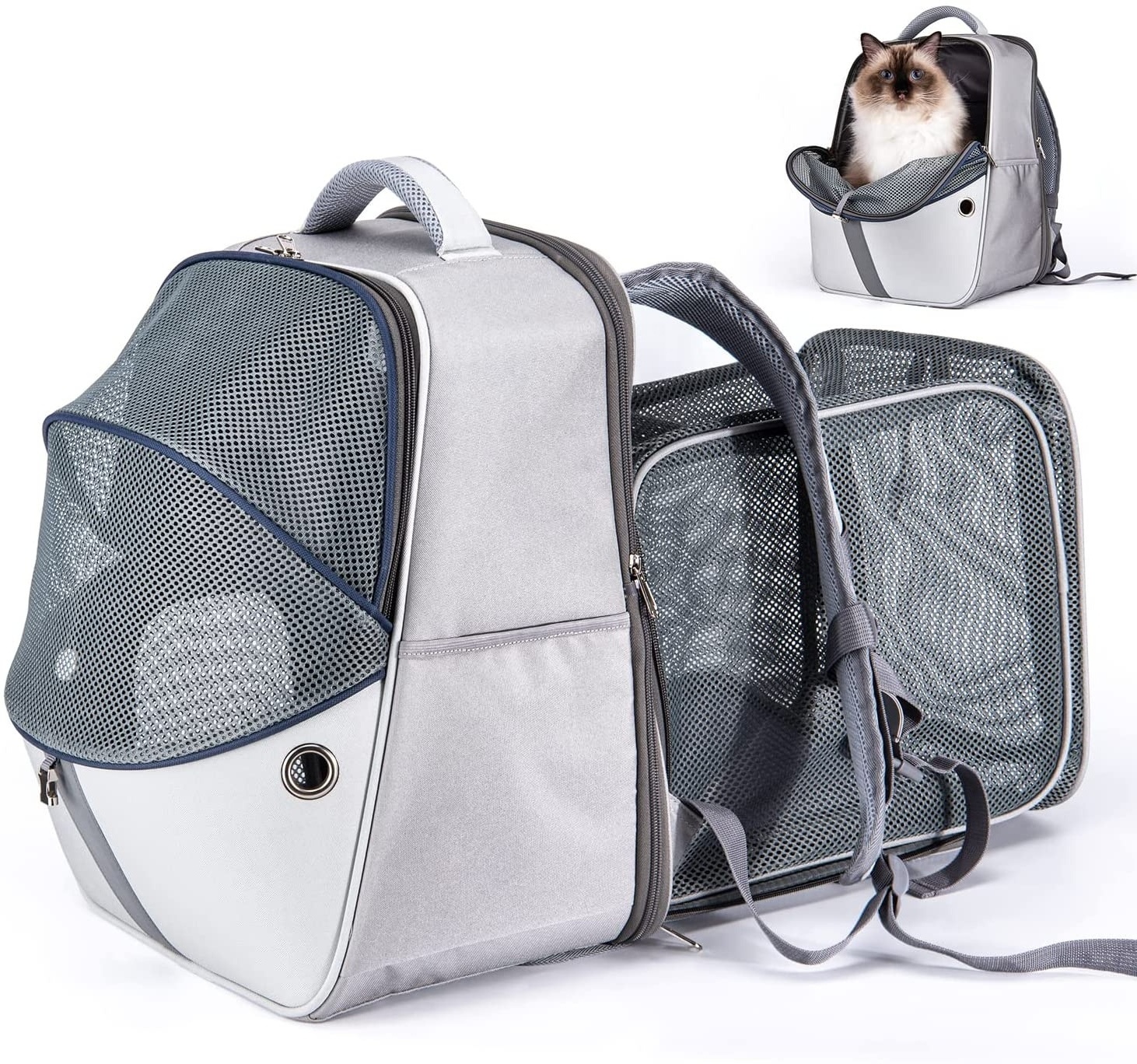 Outdoor Expandable Breathable Mesh Cat Carrier Backpack Ventilated Design Pet Travel Backpack