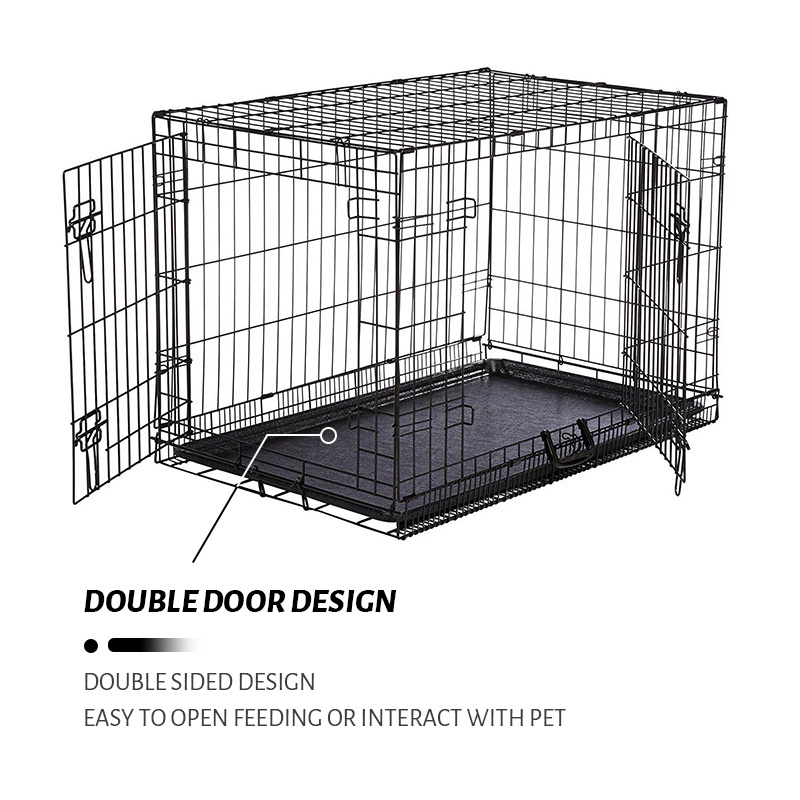 2 Door Heavy Duty Dog House Folding Metal Iron Wire Pets Dog Crate 36