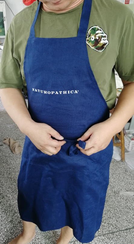 high quality good look 100% pure linen cross apron with pockets