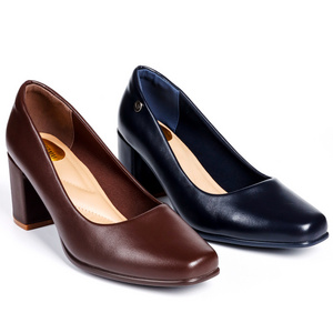 2023 New Style Work Shoes Women 7CM Square Block High Heel Women Pumps Elegent Uniform Formal Uniform Office Shoes Ladies