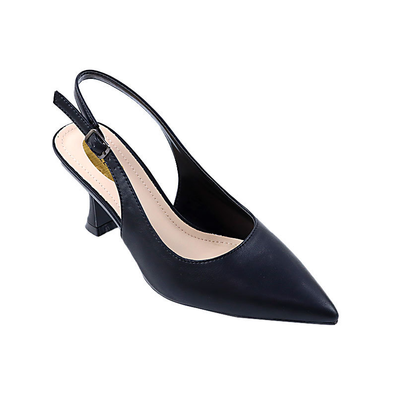 Summer Black Party Pumps Heels Ladies Buckle-Strap Party Nigh Club Pointed Toe Female Dress Shoe Sling Back Kitten Heels Women