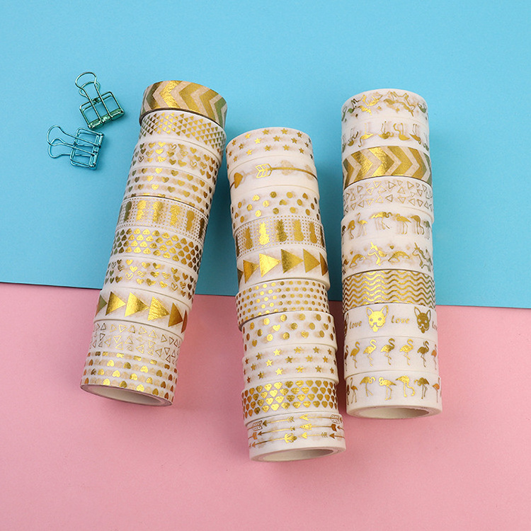 Mikailan  60/box washi tape School Supplies gold printing decorative gold pattern DIY tape office school stationery