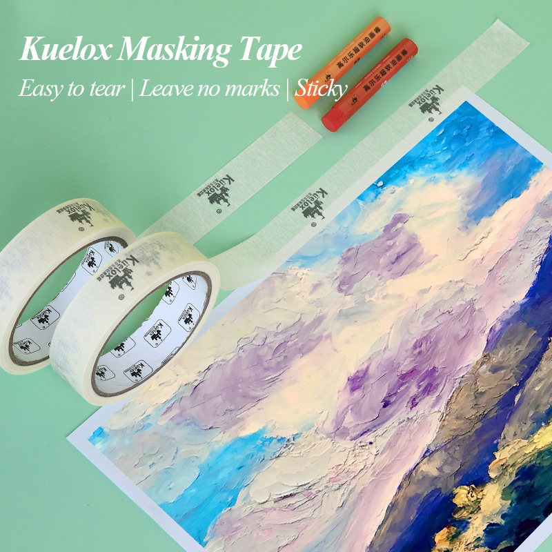 Kuelox Masking Tape 25mm Single Side Tape Adhesive Crepe Paper for Oil Painting Sketch Drawing Art Supplies